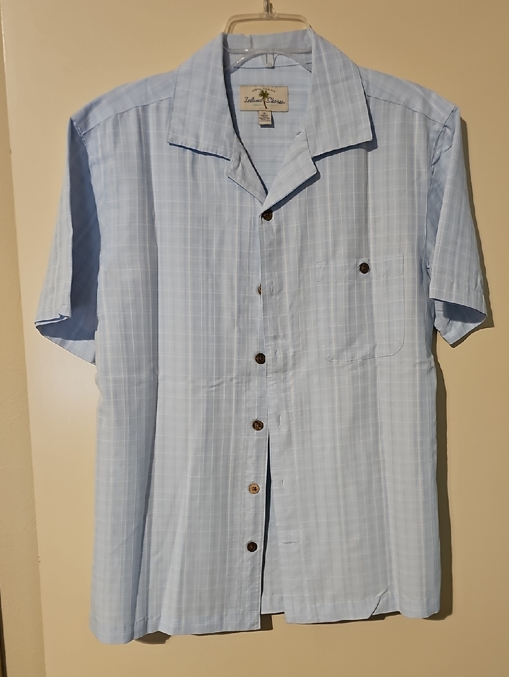 Island Shore Light Blue Short-Sleeve Button-Down Camp Shirt